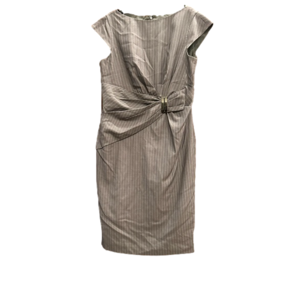 Anne Klein Dress Career Corporate Gray Stripes Lined Sheath Knee Length